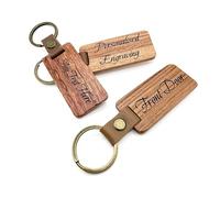 UKHobbyStore Rosewood ~ Personalised Wooden Keyring with Custom Engraving of Your Choice with Classy Elegant Font for Home, Hotel Rooms, Holiday Lodges, B&B, Business or Personal (Front Door)