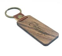 UKHobbyStore Rosewood ~ Personalised Wooden Keyring with Custom Engraving of Your Choice with Classy Elegant Font for Home, Hotel Rooms, Holiday Lodges, B&B, Business or Personal ~ Garage