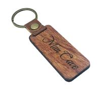 UKHobbyStore Rosewood ~ Personalised Wooden Keyring with Double Sided Custom Engraving of Your Choice with Classy Elegant Font for Home, Hotel Rooms, Holiday Lodges, B&B, Business or Personal Use