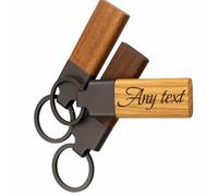 UKHobbyStore Solid Premium Wooden & Metal Personalised Keyring with Custom Engraving for Hotel Rooms, Offices, Car, House Keys, Business or a Stunning Gift - Walnut, Olive Wood or Koa (Olive Wood)