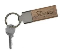 UKHobbyStore Solid Premium Wooden & Metal Personalised Keyring with Custom Engraving for Hotel Rooms, Offices, Car, House Keys, Business or a Stunning Gift - Walnut, Olive Wood or Koa (Walnut)