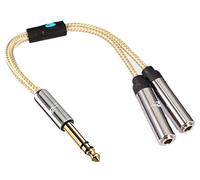 ukiism 1/4 Splitter Cable, 6.35mm Stereo Male Plug to Dual 1/4" TRS 6.35mm Female Jack Audio Speaker Nylon Braid Cable, 8 inches /20cm