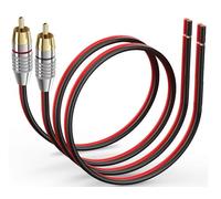 ukiism 2 Pack Speaker Bare Wire Cables to RCA Plugs Adapter Repair Speaker Cord, Heavy 14 Gauge Speaker Wire to RCA Connector for Speakers Amplifier TV Subwoofer - 14AWG,1Ft