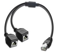 ukiism Ethernet Splitter 1 to 2, RJ45 Internet LAN Network Splitter Adapter 1 Male to 2 Female Suitable Cat5, Cat5e, Cat6, Cat7 LAN Socket Connector(Only One Port Works at a Time)