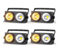 U'King 4PCS 200W COB Par Light 2x100W Blinder Lighting 2 Eyes LED 2IN1 COB Cool Warm White Lighting Party Bar DMX Stage Lighting