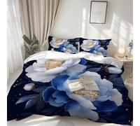 UKIXOM Blue and White Romantic Flower Luxury Duvet Cover Set, Bedding Set, Suitable for All Seasons Bedroom Dormitory Home Decor 210x230cm*1/50x75cm*2