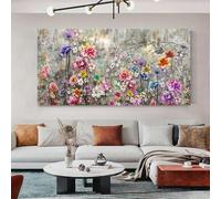 UKIXOM of colorful garden butterfly art painting, wrapped in waterproof canvas printing on a wooden frame, for living room home 20x40cm(8x16in) innerframe