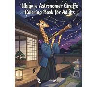 Ukiyo-e Astronomer Giraffe Coloring Book for Adults: Celestial Observation and Japanese Night Sky Art for Stress Relief and Relaxation
