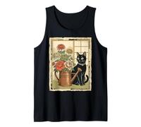 Ukiyo e Black Cat Flower Art Japanese Vintage Style Tank Top