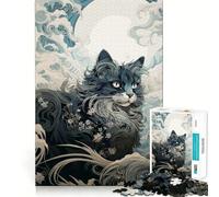 Ukiyo E Cat Jigsaw Puzzles1000 Pieces Recall Skill Fun Professional Grade Cutting Thoughtful Gift for Mind Activity (38x52cm)