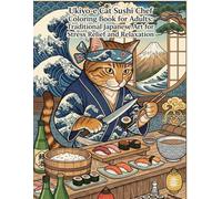 Ukiyo-e Cat Sushi Chef Coloring Book for Adults: Traditional Japanese Art for Stress Relief and Relaxationtress: Japanese Art/Woodblook Print/Stress Relief/Mindfulness/Ukiyo-e Cat Sushi Chef