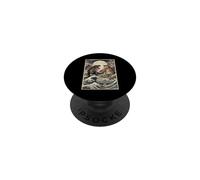 Ukiyo-e Cat Vs T-Rex Japanese Art Battle Great Wave PopSockets Adhesive PopGrip