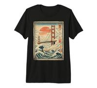 Ukiyo-e Golden Gate Bridge Japanese Wave San Francisco Premium T-Shirt