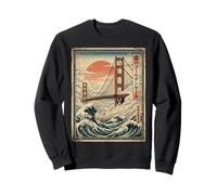 Ukiyo-e Golden Gate Bridge Japanese Wave San Francisco Sweatshirt