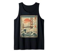 Ukiyo-e Golden Gate Bridge Japanese Wave San Francisco Tank Top