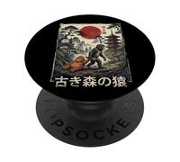 Ukiyo-e Japanese Monkeys Red Sun Pagoda Forest Vintage Art PopSockets Adhesive PopGrip