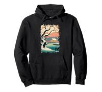 Ukiyo E Japanese Pavilion Winter Scene Serene Landscape Art Pullover Hoodie