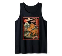 Ukiyo-e japanese style triceratops, dinosaur and anime lover Tank Top