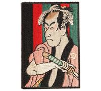 Ukiyo-e Kabuki Actor Embroidery Patch Japanese Traditional Sharaku Design Tactical Morale Badge with Hook and Loop Fastener for Operator Caps Backpacks and Military Gear A0199