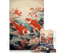 Ukiyo E Koi Fish Adult Jigsaw Puzzles 1000 Pieces Brain Agility Easy Enjoyment Secure Join Fine Xmas Gift (50x75cm)