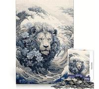 Ukiyo E Lion 1000 Pieces Jigsaw Puzzles for Teenagers Strategic Think Serene Escape Clean Cut Thoughtful Xmas (38x26cm)