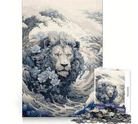 Ukiyo E Lion Puzzle for Teenagers 1000 Pieces Thinking Skill Restful Activity Neat Edges Xmas Present (38x52cm)