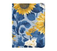 Ukiyo-e-style Japanese Sunflower Navy Skull Cute Passport Book Travel Documents Organizer Protector Waterproof