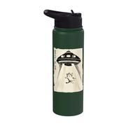 Ukiyo-e Style UFO Abducting Cute Cat Ink Art Painting Stainless Steel Insulated Water Bottle