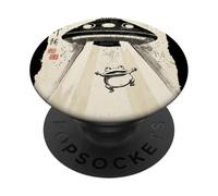 Ukiyo-e Style UFO Abducting Cute Frog Ink Art Painting PopSockets Adhesive PopGrip