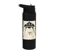 Ukiyo-e Style UFO Abducting Cute Frog Ink Art Painting Stainless Steel Insulated Water Bottle