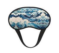 Ukiyo-E Style Waves Black Border Satin Sleep Mask for Light Blocking Comfort