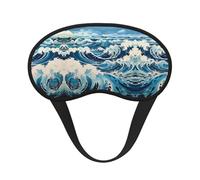 Ukiyo-e Style Waves Blackout Sleep Mask,Soft Polyester, Anti-Light, Stylish,Suitable for Men and Women,for Daily Work and Outdoor Travel.
