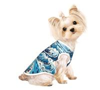 Ukiyo-e style waves Pet Breathable Sleeveless T-shirt M for Small Dogs and Cats Soft, Lightweight, Stylish