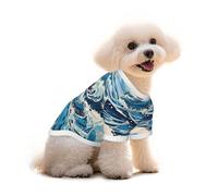 Ukiyo-e style waves Print Pure Cotton Pet T-Shirt, Dogs & Cats Comfy Tee Vest, for Small Medium Summer Winter Clothes