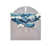Ukiyo-e style waves Print Shimmer Blank Greeting Cards with Envelopes, Elegant DIY Invitations,Thank You Notes