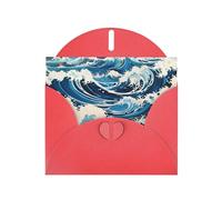 Ukiyo-e style waves Print Shimmer Blank Greeting Cards with Envelopes, Elegant DIY Invitations,Thank You Notes