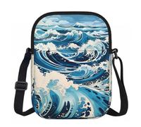 Ukiyo-e style waves Prints Zipper crossbody bag