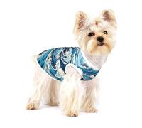 Ukiyo-E Style Waves Small Dog Cotton Vest Small - Breathable, Comfortable Pet Shirt for Cats and Dogs