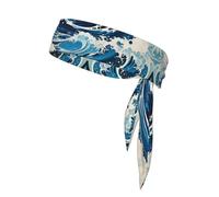 Ukiyo-E Style Waves Sports Head Tie. Comfortable, Breathable, Fashionable, Unisex, Suitable for Running, Yoga, Fitness and Other Sports.