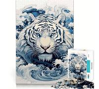 Ukiyo E Tiger 1000 Pieces Puzzles for Teenagers Mind Boost Fun High Accuracy Cutting Craft Calming Mental Break Activity (50x75cm)