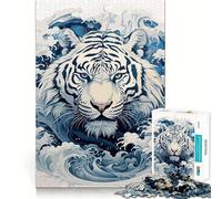 Ukiyo E Tiger Adults 1000 Piece Jigsaw Puzzle Memory Fun Game Clean Cut Sturdy Components Unique Gift for Stress Relief (38x26cm)