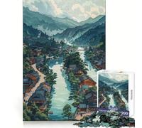 Ukiyo E Town Jigsaws for Adults1000 Pieces Logic Practice Peaceful Escape Clean Edges Unique Xmas Gift (38x26cm)