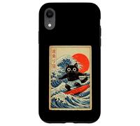Ukiyo Japan Kanji Funny Cat Surfing Great Wave Of Kanagawa Case for iPhone XR