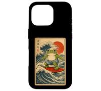 Ukiyo Japan Kanji Funny Frog Surfing Great Wave Of Kanagawa Case for iPhone 16 Pro