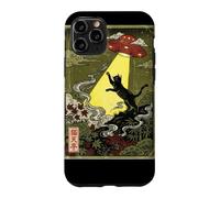 UkiyoE Black Cat Ufo Abduction Black Cat Reaching for UFO Case for iPhone 11 Pro