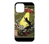 UkiyoE Black Cat Ufo Abduction Black Cat Reaching for UFO Case for iPhone 12 mini