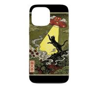 UkiyoE Black Cat Ufo Abduction Black Cat Reaching for UFO Case for iPhone 13 Pro Max