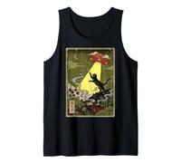 UkiyoE Black Cat UFO Abduction Black Cat Reaching for UFO Tank Top