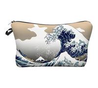 Ukiyoe Design Makeup Bag Aesthetic Cosmetic Bag Portable Toiletry Bag Travel Storage Accessories for Women Girls Daily