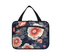 Ukiyoe Glitter Marshmallow Dark Blue Red Gold hanging toiletry kit for men with hook, designer waterproof for women travel maletín para maquillaje L, Ukiyoe Glitter Marshmallow dark blue red gold